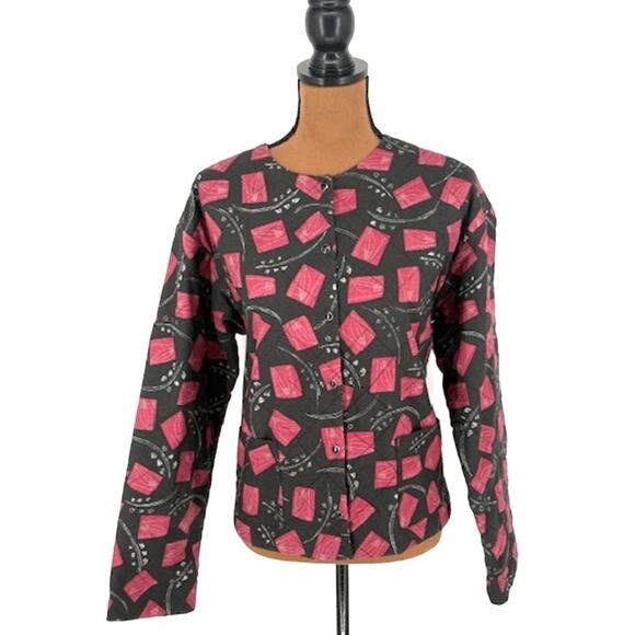 Peruvian Connection Abstract Quilted Jacket with Pearl Snap Buttons – Large - Picture 1 of 7